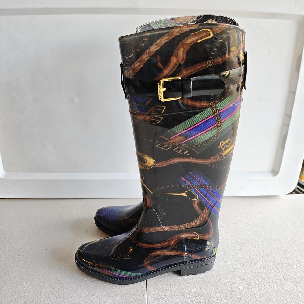 Lauren Ralph Lauren Boots Womens Size 5 Multicolor Rain Knee High Rossalyn II